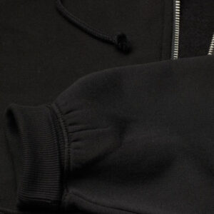 black hoodie in zip